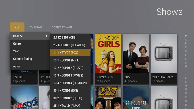 You can sort by channel, but it’s a very different way of navigating TV stations that most users will be accustomed to. (Image: Plex)